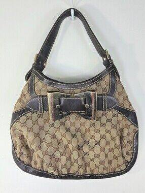 Y2K VINTAGE GUCCI QUEEN BOW GG MONOGRAM HOBO SHOULDER BAG.